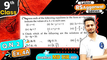 Rs Aggarwal Class 9 | Exercise 4a Q2 | Chapter 4 Linear Equations two Variables | Md Sir Class 9