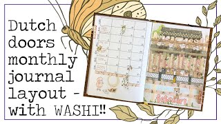 Dutch doors plan with me monthly layout bullet journal with washi tape.