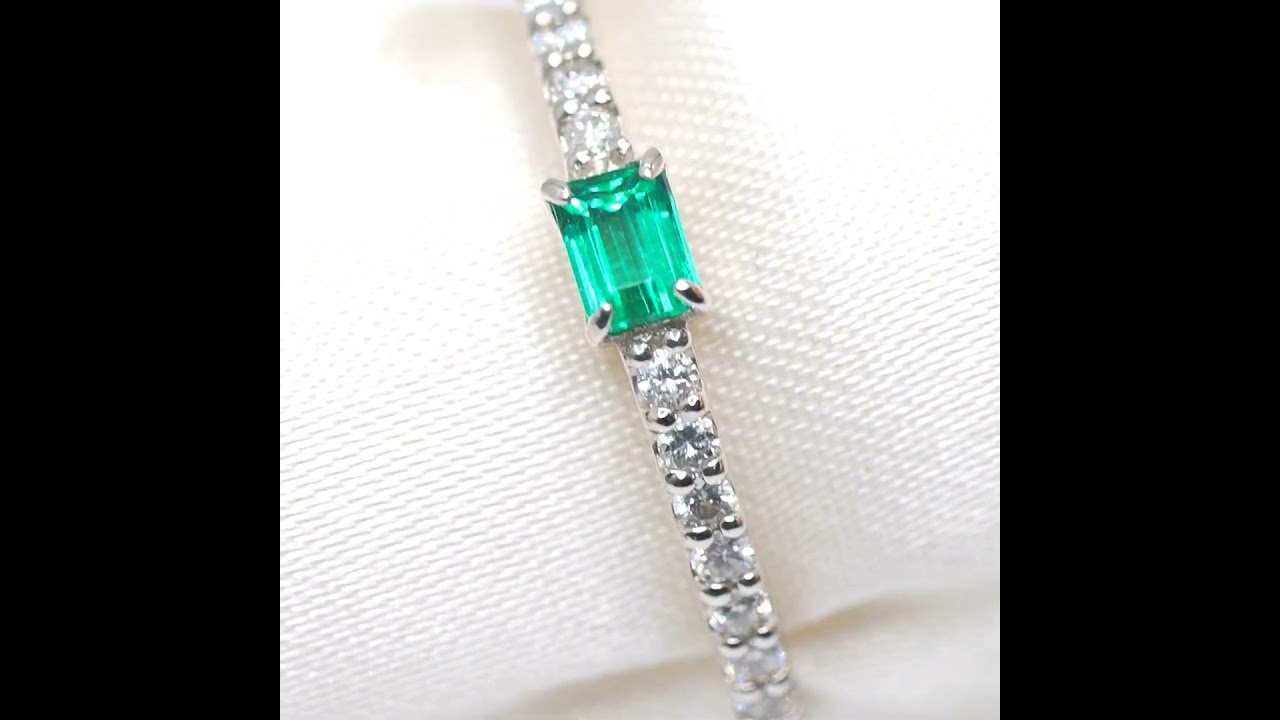 エメラルド ダイヤモンドリング EM 0.13ct D 0.13ct Pt950 日独宝石
