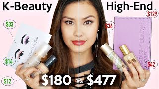 Dupes for Days...FULL FACE Korean Beauty vs High End Luxury Makeup!