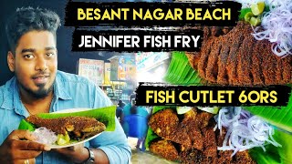 Jennifer Fish Fry in Besant Nagar beach | must try Fish cutlet | Kasimedu Fisherman | Tamil