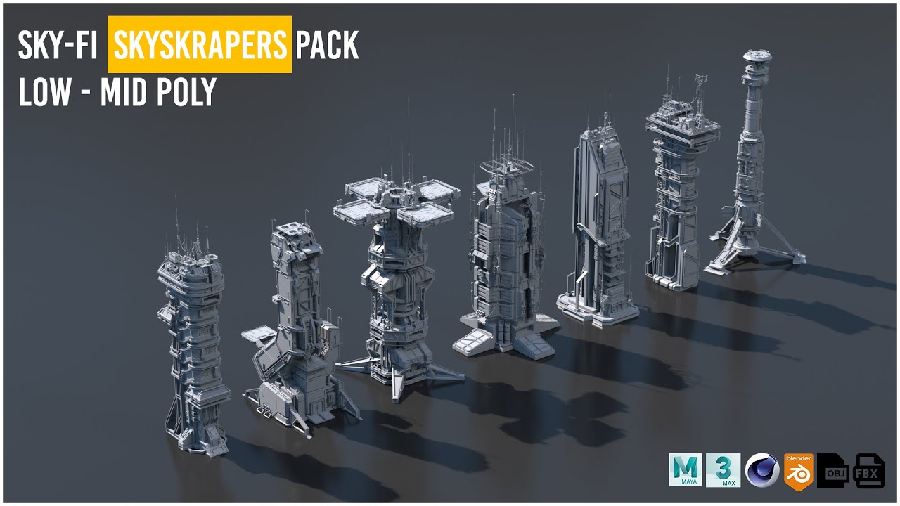 Sci Fi Buildings Blender