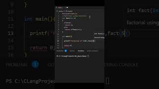 Factorial using recursion in C
