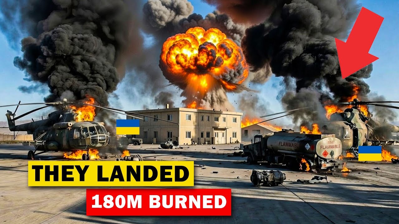 Украинский беспилотник позволил приземлиться двум российским Ми-8, после чего взорвалась авиабаза...