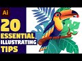 20 MUST KNOW Tips for Better illustrating | Illustrator tutorial (Toucan Illustration)