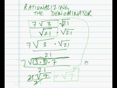rationalizing the denominator simplify 7 square root 3 over square root