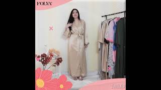 FOLVA kimono bridesmaid baju tidur sleeping robe satin 1508LGKIM gold