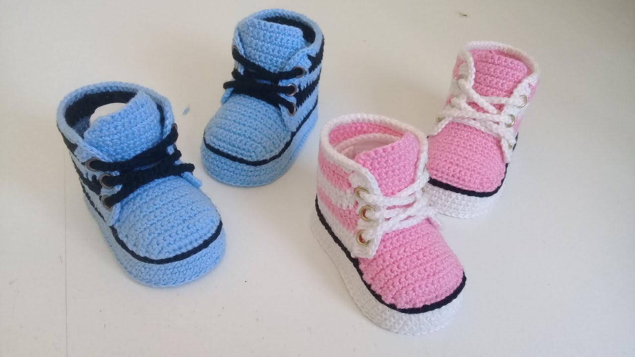 Zapatitos a crochet para bebe - Modelo Axel -0 a 3 meses - YouTube