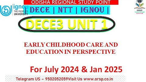 DECE3 UNIT 1 | DECE Live Class  | JULY 2024 & JAN 2025 | IGNOU |DECE ASSIGNMENT & PROJECT |