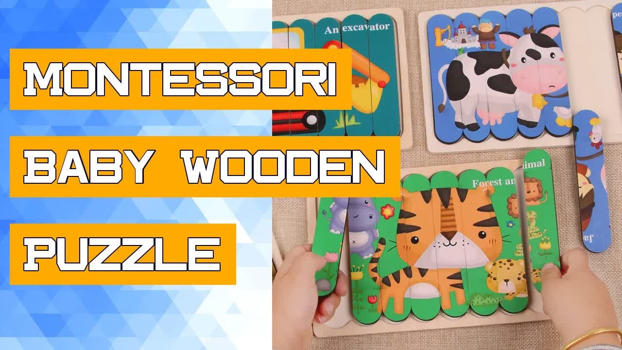 Montessori Baby Wooden Puzzle Toys Kids Educational Game 3D Cartoon ...