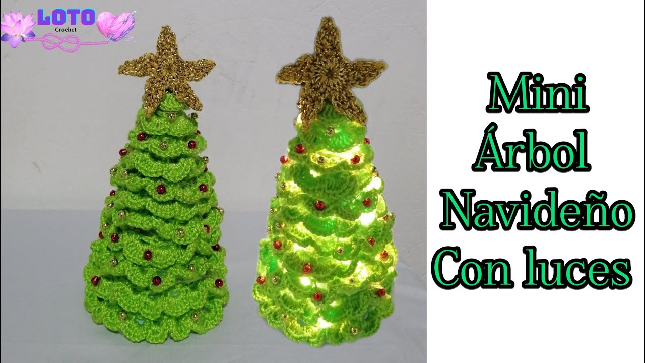Árbol de Navidad a crochet con luces/Árbol de navidad a crochet fácil/Crochet Christmas tree.