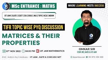 Matrices IIT JAM Mathematics | Properties | PYQ Discussion | IIT JAM | GATE | CUET PG | DU | IFAS