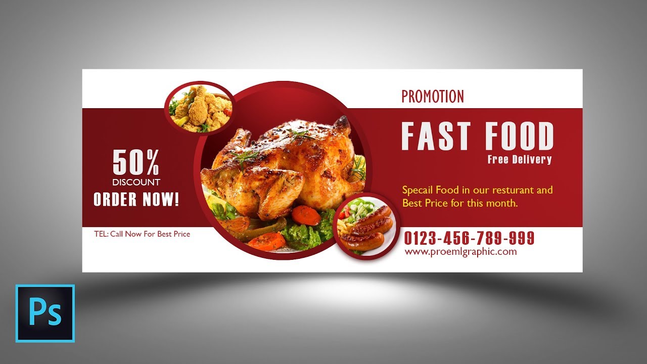 Photoshop tutorials Fast food Banner design  By PROEML 