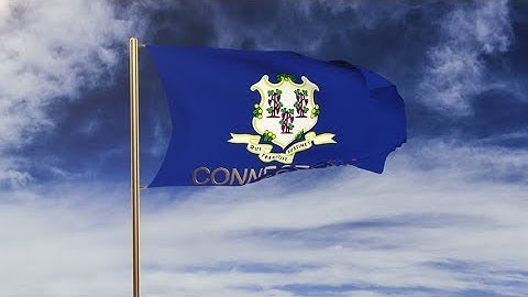 4K connecticut flag with title waving in the wind. Looping sun rises style. Animation loop Stock