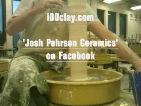 Josh Pehrson throwing a tall shape - ceramics demo