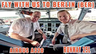 Berlin ( BER) | Airbus A320 | Approach, landing Rwy 25L | Cockpit +  pilots + instruments + briefing