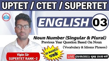CTET Classes | English For CTET, UP TET & SUPER TET | The Noun : Number #3 | CTET English