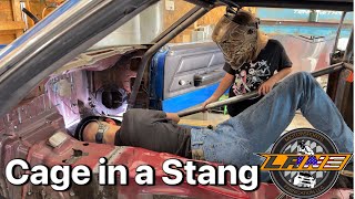 Roll cage in a Mach 1 mustang