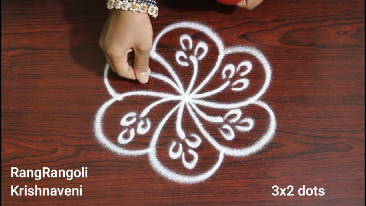 Easy Kolams with 3*2 dots | Small Daily Rangoli Designs | Simple ...