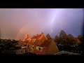 Onweer met Regenboog en mogelijke positieve ontlading - Thunderstorm, rainbow and positive lightning