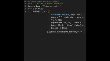 Print ASCII Value of Each Character using python code.#shorts #coding #python