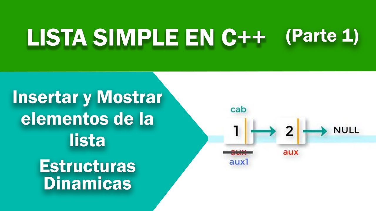 Lista Simple en C++ || Parte 1|| Insertar y Mostrar elementos de una ...
