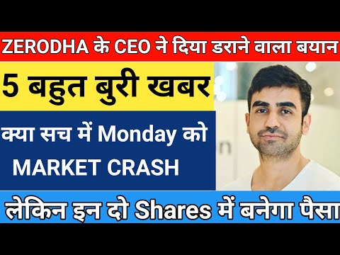 ZERODHA के CEO ने दिया डराने वाला बयान |क्या सच में Monday को MARKET CRASH | Stock market news