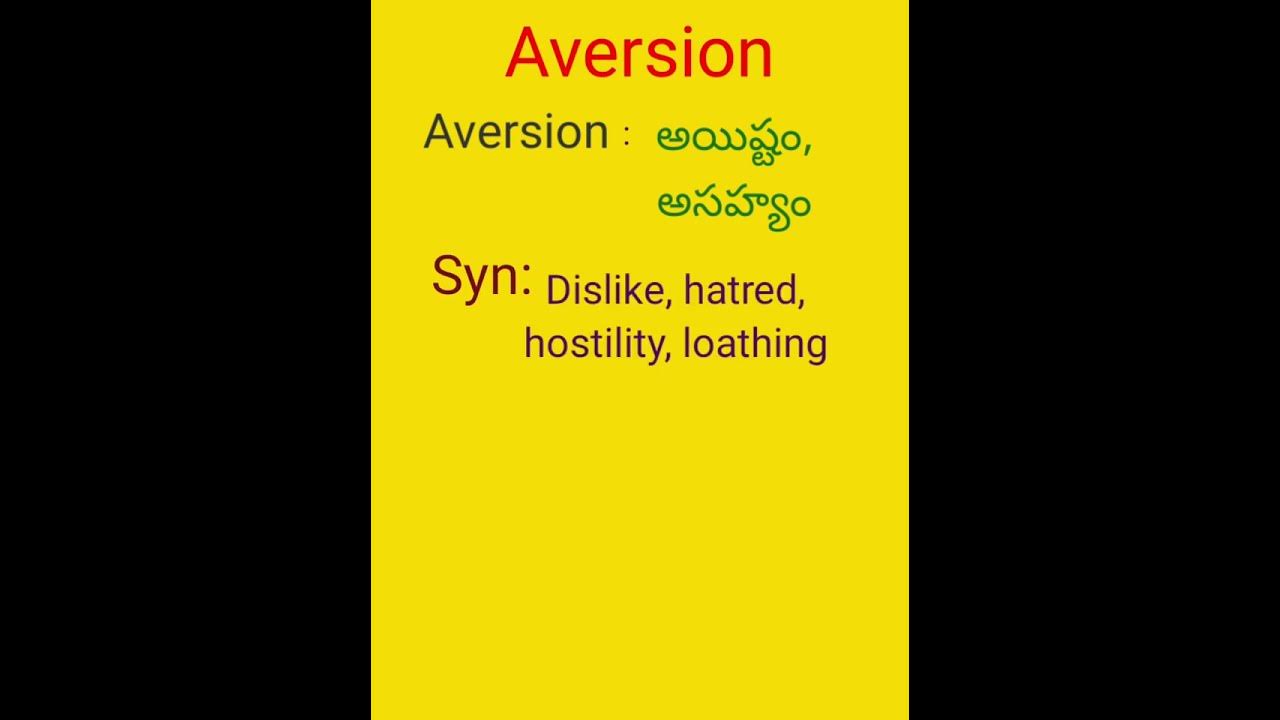 aversion-meaning-in-telugu-youtube