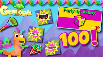 Growtopia -  OPENING 100 PARTY-IN-A-BOX + MAKING NEW ITEMS!!