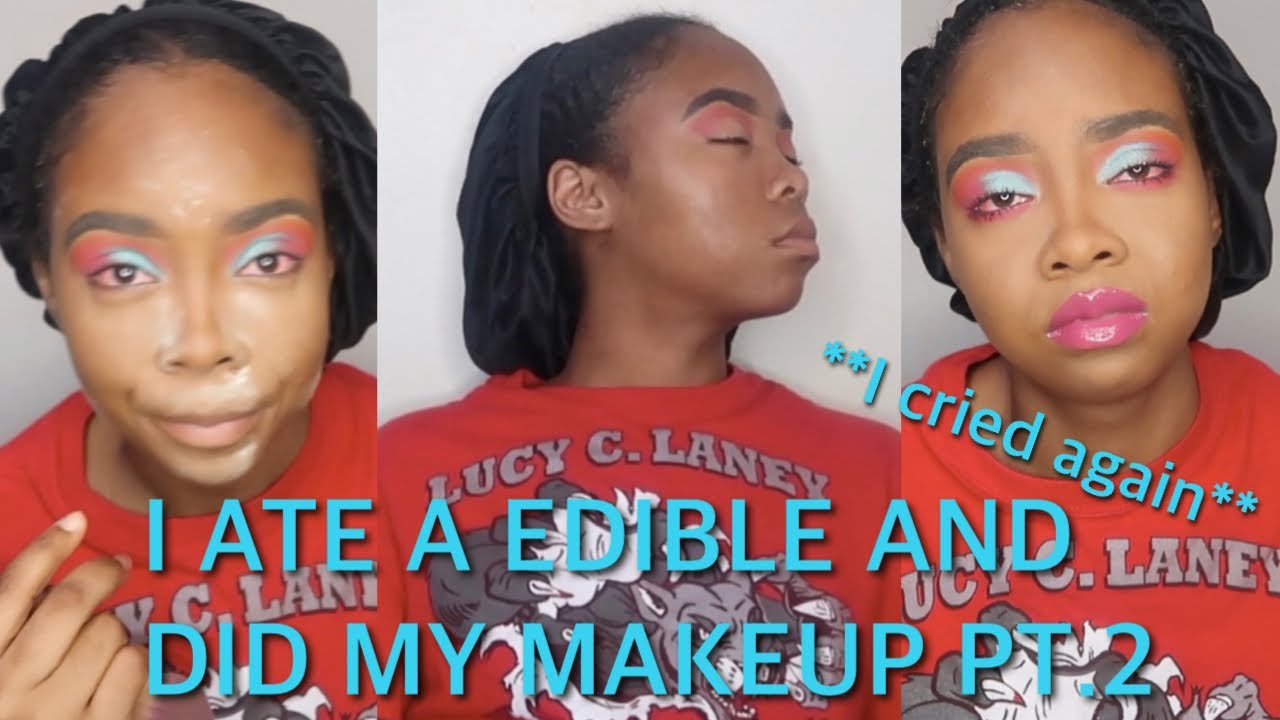 I ATE A EDIBLE AND DID MY MAKEUP PT.2 ft. CAFÉSKIES | I was stuck lol | KayyRena