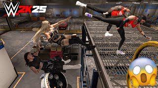 Jey Uso and Rhea Ripley Attacks Dominik Mysterio and Liv Morgan at Backstage - WWE 2K25 Gameplay screenshot 4