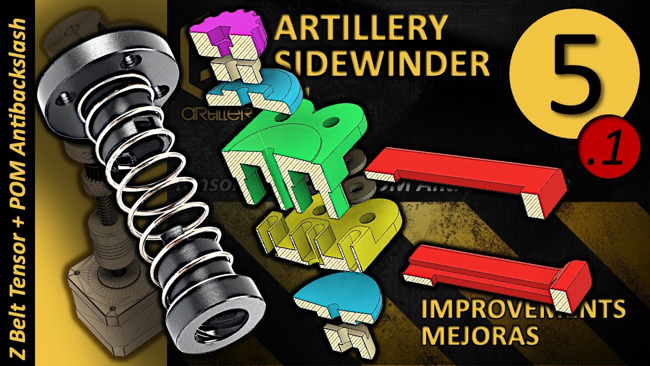 (5.1) Z Belt Tensor + POM Anti BackSlash, Artillery Sidewinder X1 Improvements - Mejoras