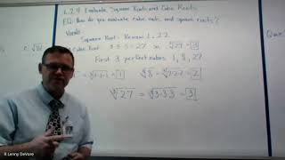 Information 2.4 Honors -  Evaluating Square Roots and Cube Roots Guide