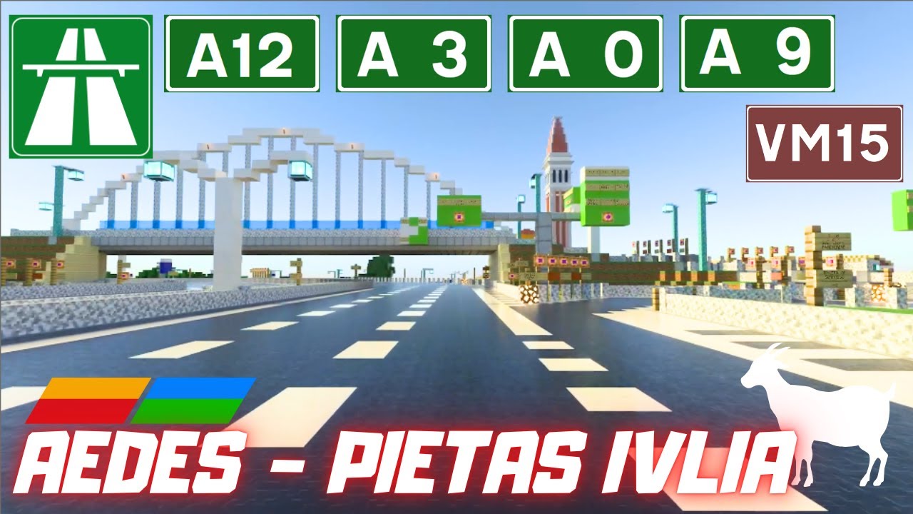 Экскурсия по Minecraft Highway! Поездка из AEDES в PIETAS IVLIA (POLA) по трассам A12, A3, A0, A9...