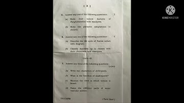 BOTANY HONOURS QUESTIONS PAPER 2019 of 1st SEMESTER (ASSAM UNIVERSITY SILCHAR)