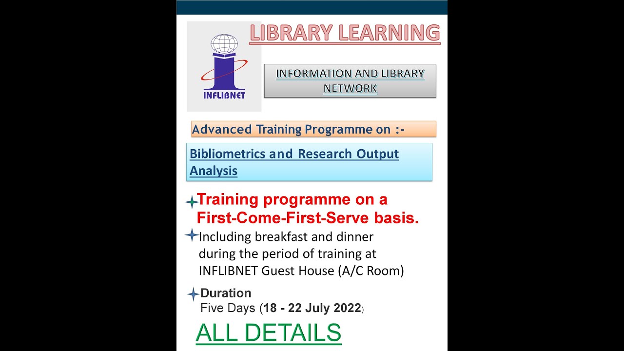 Inflibnet Library LIBRARY TRAINNING INFLIBNET 2022 ! APPLY FAST #LIBRAYLEARNING # ...