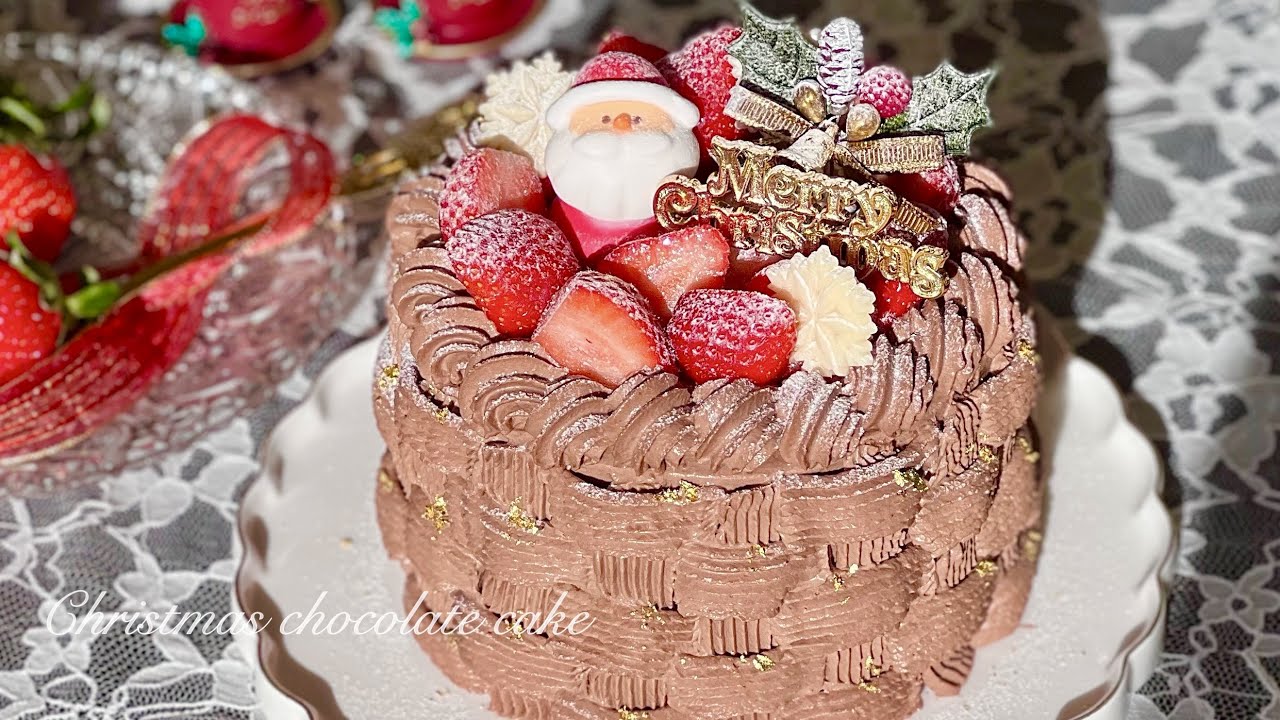 ꒰クリスマスケーキ🎅🏻💝꒱チョコレートたっぷり🍫˖ ࣪⊹断面激カワ(///△///)♡