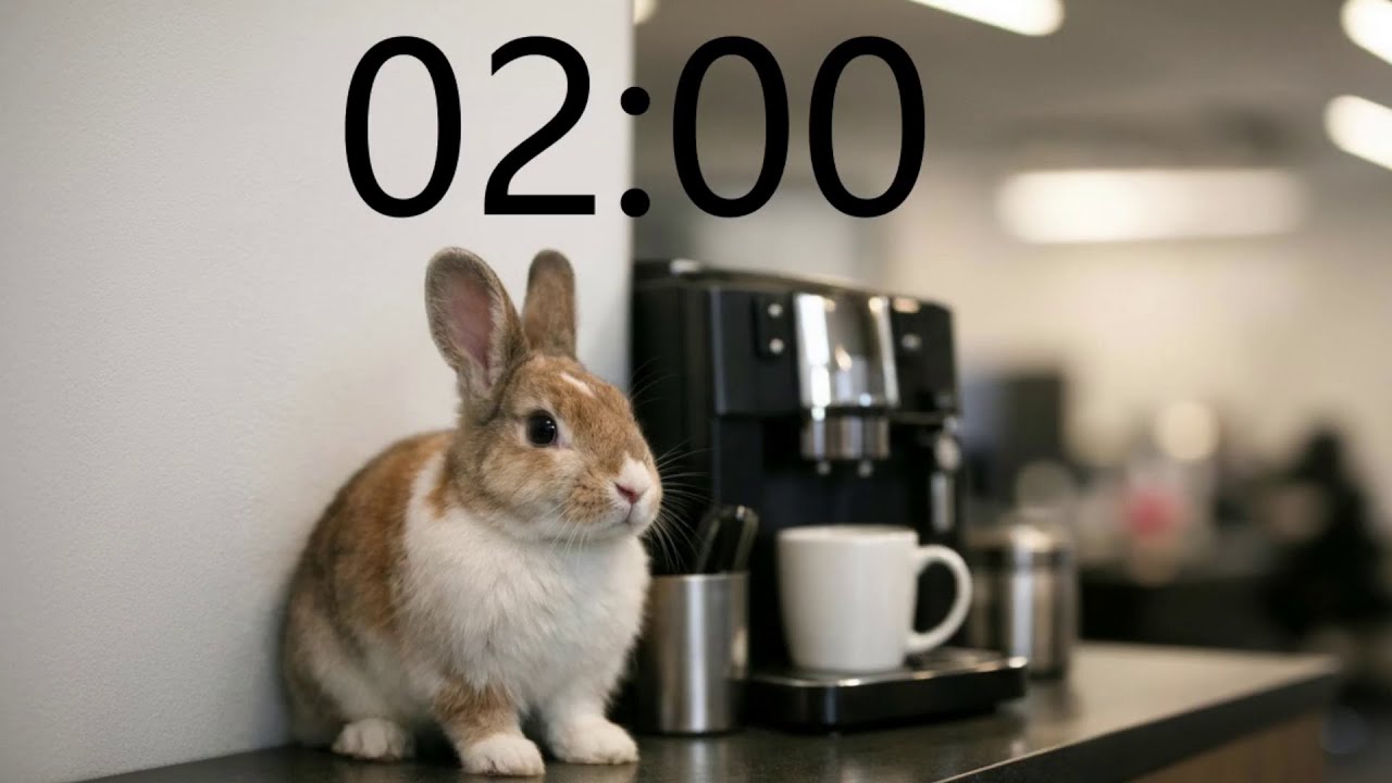 2 Minute Timer (INTENSE RABBIT MUSIC + Sound Notification at Zero) Coffee Machine