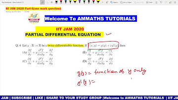 Q.4 IIT JAM 2020 MATHS SOLUTION Part-A | Twice differentiable function | PDE problen of IIT JAM 20