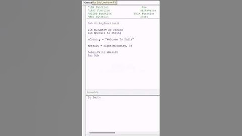 text based function | string function in vba I left | right | mid  | #short