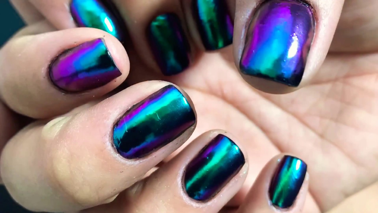CHROME NAILS TUTORIAL Oil Slick Scheme YouTube