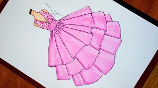 رسم فستان سهرة سهل خطوة بخطوة 3 \ Comment dessiner une robe