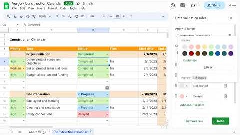 Vergo Construction Calendar Template in Google Sheets