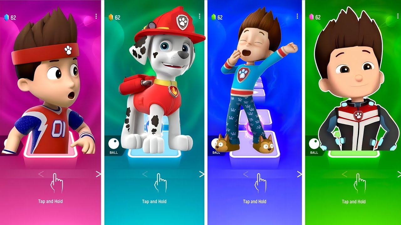 Marshall VS Rubble Paw Patrol VS Paw Patrol Ryder VS Paw Patrol - Tiles Hop EDM Rush