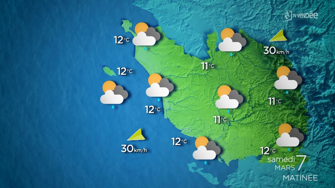 La météo de la Vendée du samedi 7 mars 2026 : averses et éclaircies
