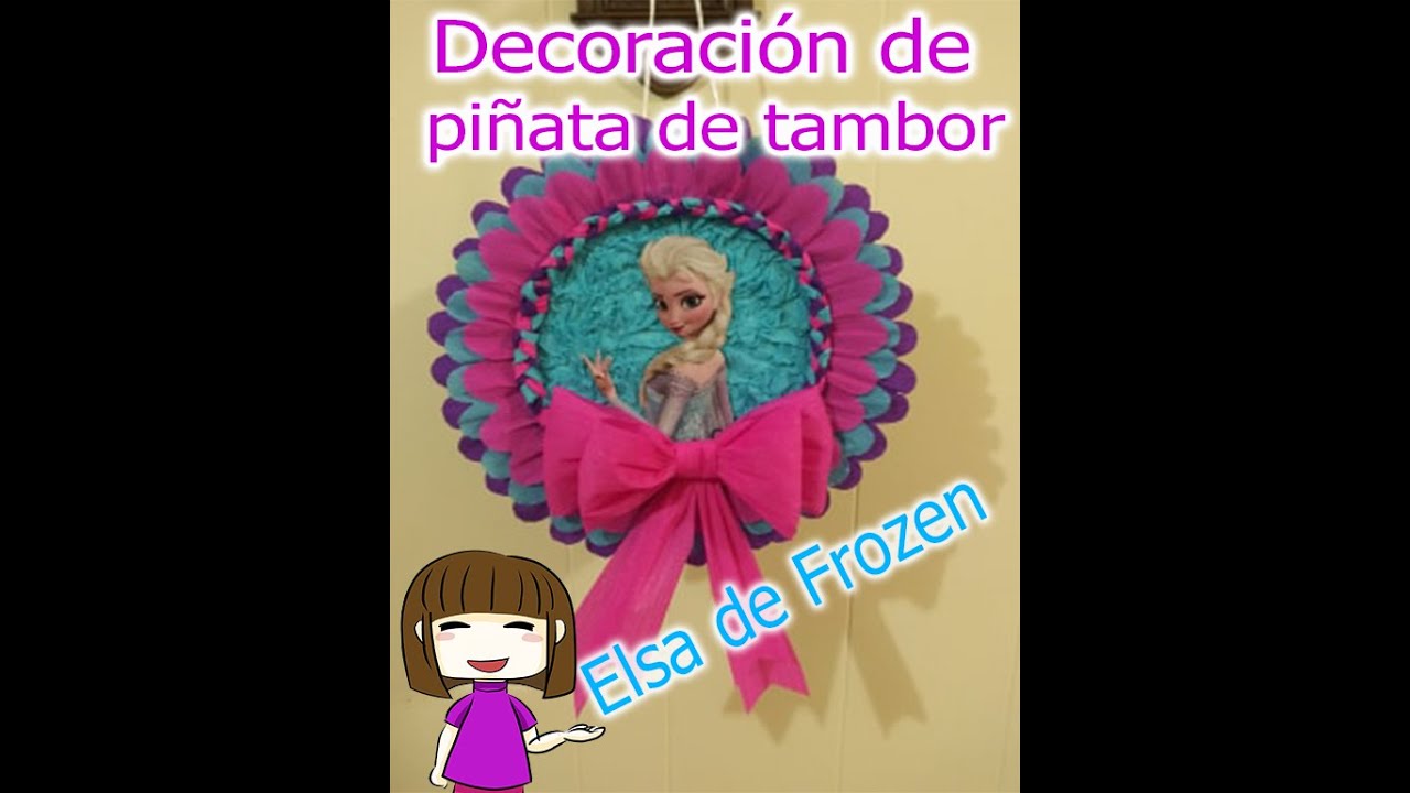 DECORACIÓN de piñata de tambor, tema: Elsa de Frozen ~ Quédate en casa y  aprende con Emily :3 ~ 