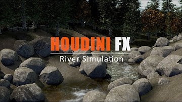 Houdini | River simulation ( height fields / fluid / whitewater / wetmap )