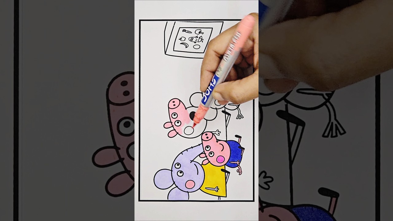 Рисунок Свинки Пеппы и её друзей. Легко, 911 