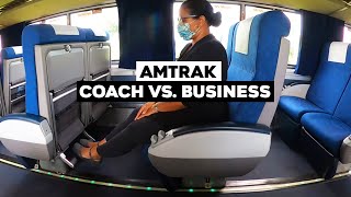 Amtrak Coach Class VS. Business Class Seat - YouTube