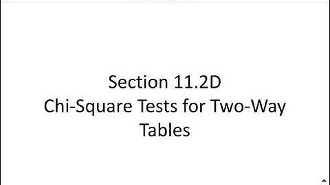 Section 11.2D Chi-Square Tests for Two-Way Tables